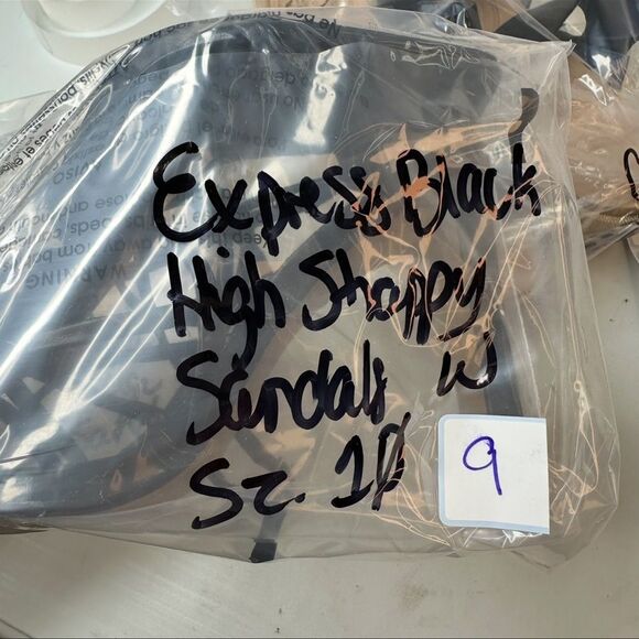 Express High Heels Black Strappy Ankle Wrap Sandal Size 10 - Picture 17 of 17